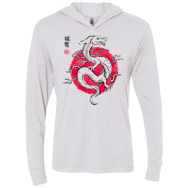 T-Shirts Heather White / X-Small Ink Fukuryu Triblend Long Sleeve Hoodie Tee