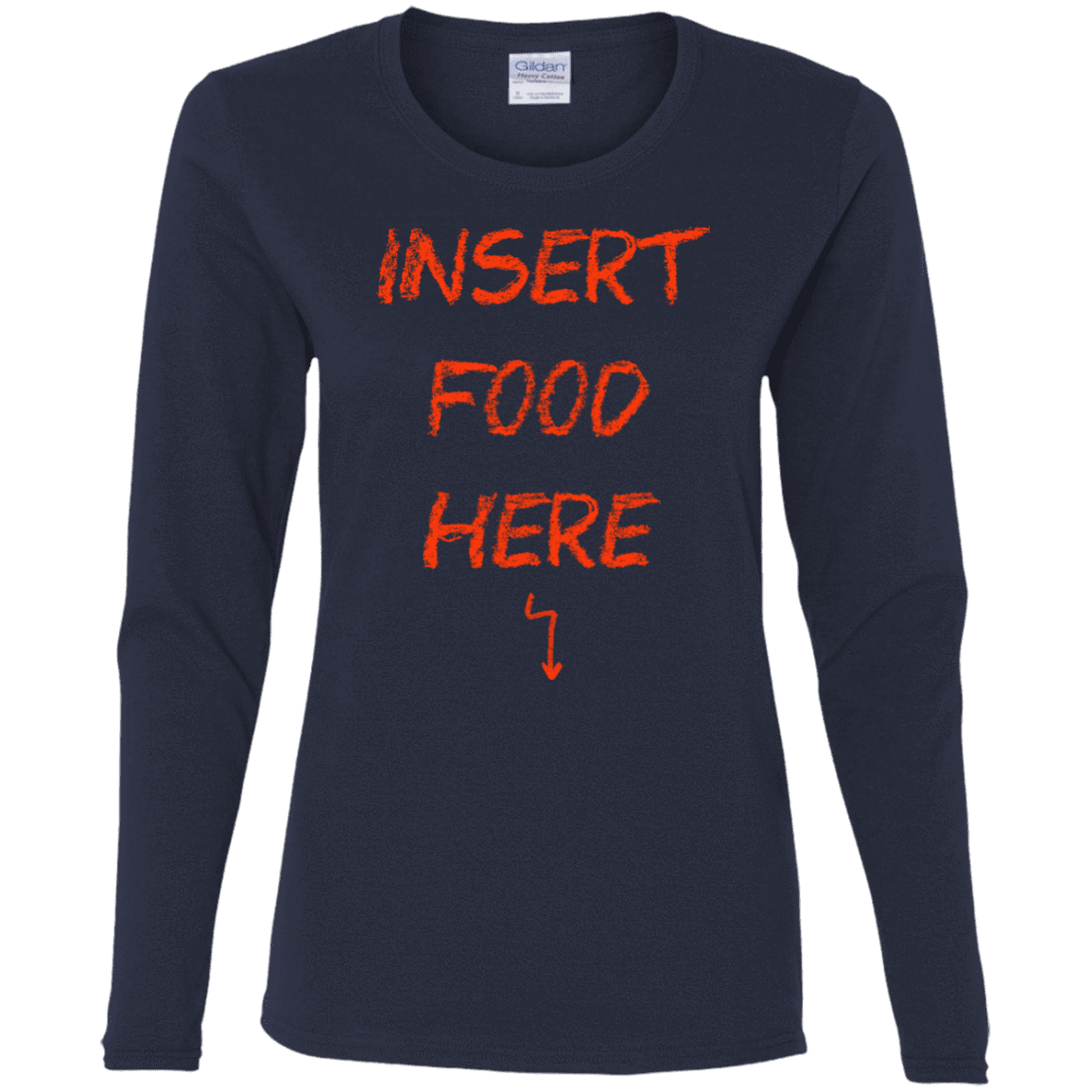 T-Shirts Navy / S Insert Food Women's Long Sleeve T-Shirt