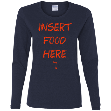 T-Shirts Navy / S Insert Food Women's Long Sleeve T-Shirt