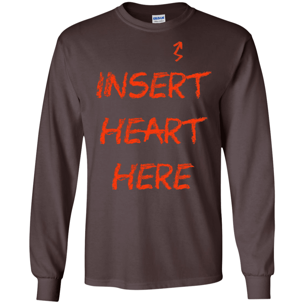 T-Shirts Dark Chocolate / S Insert Heart Here Men's Long Sleeve T-Shirt