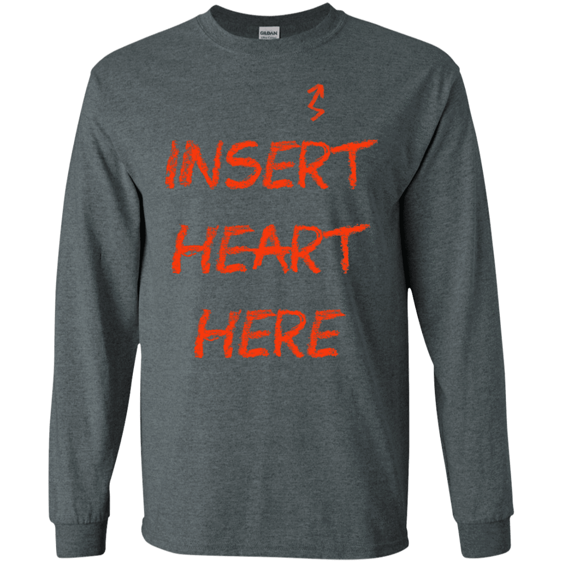 T-Shirts Dark Heather / S Insert Heart Here Men's Long Sleeve T-Shirt