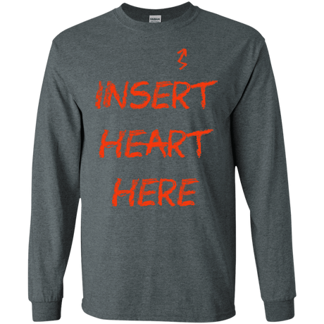 T-Shirts Dark Heather / S Insert Heart Here Men's Long Sleeve T-Shirt