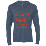 T-Shirts Indigo / X-Small Insert Heart Here Triblend Long Sleeve Hoodie Tee