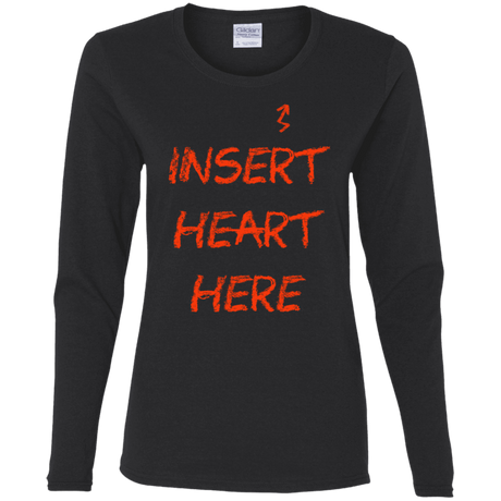 T-Shirts Black / S Insert Heart Here Women's Long Sleeve T-Shirt