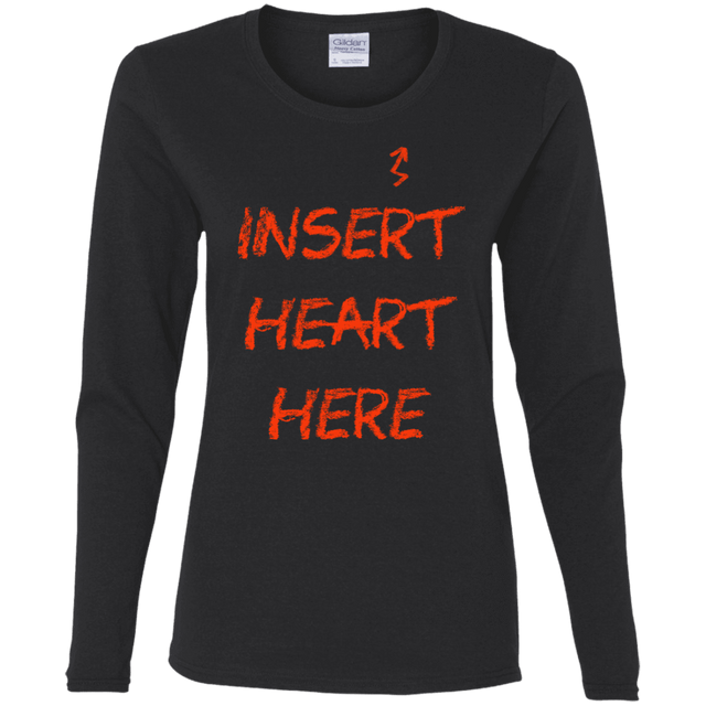 T-Shirts Black / S Insert Heart Here Women's Long Sleeve T-Shirt