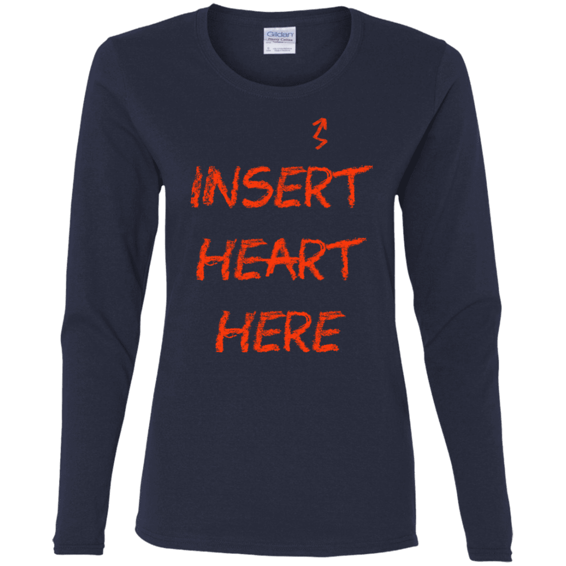 T-Shirts Navy / S Insert Heart Here Women's Long Sleeve T-Shirt