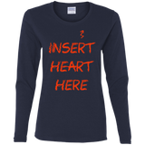T-Shirts Navy / S Insert Heart Here Women's Long Sleeve T-Shirt