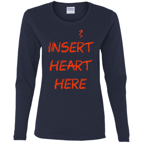T-Shirts Navy / S Insert Heart Here Women's Long Sleeve T-Shirt