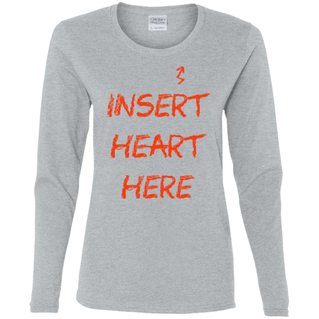 T-Shirts Sport Grey / S Insert Heart Here Women's Long Sleeve T-Shirt
