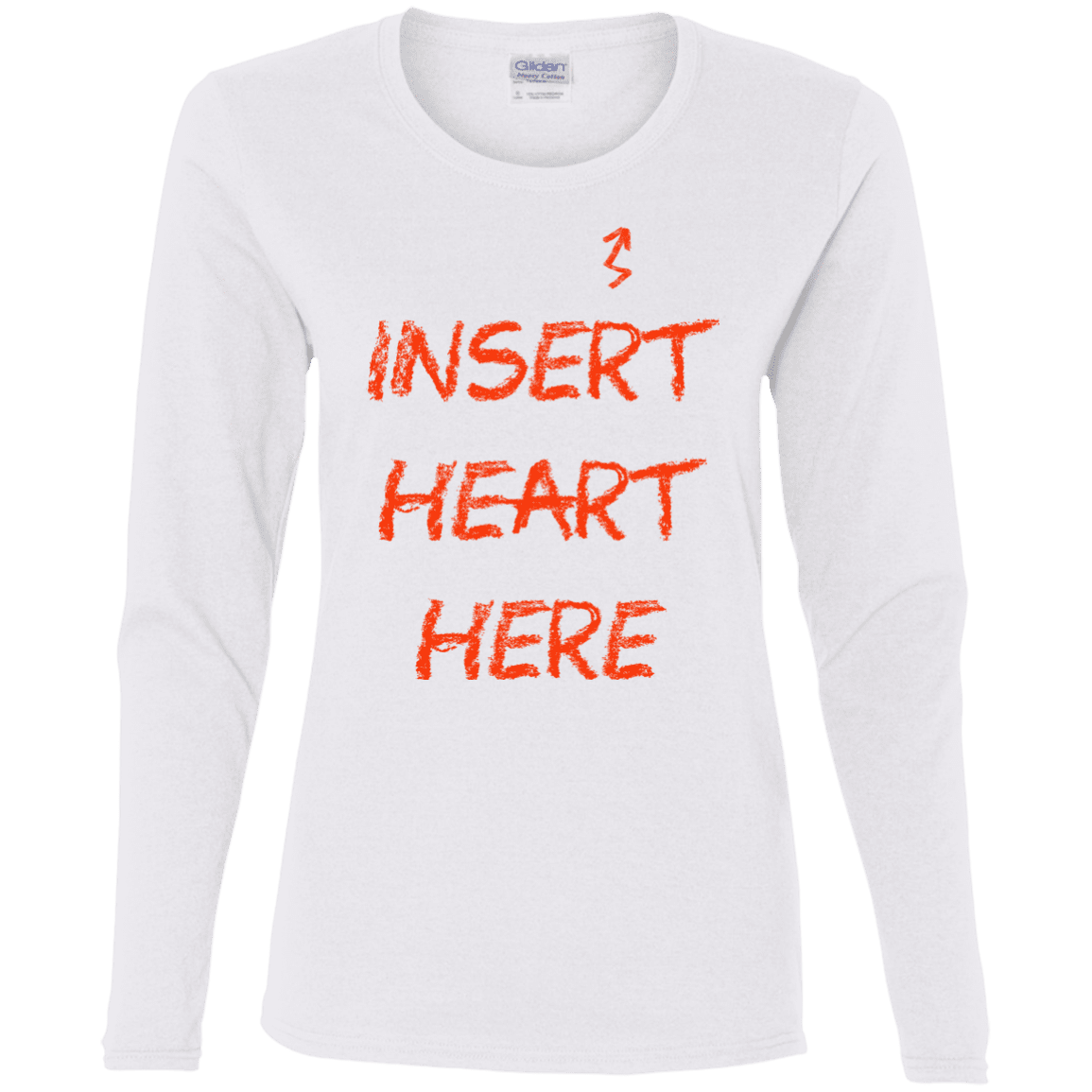 T-Shirts White / S Insert Heart Here Women's Long Sleeve T-Shirt