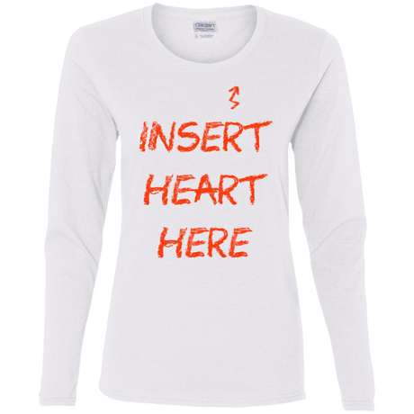 T-Shirts White / S Insert Heart Here Women's Long Sleeve T-Shirt
