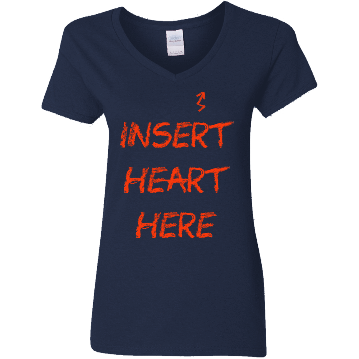 T-Shirts Navy / S Insert Heart Here Women's V-Neck T-Shirt