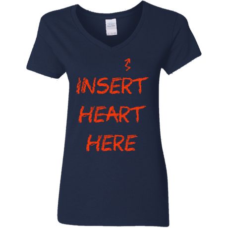 T-Shirts Navy / S Insert Heart Here Women's V-Neck T-Shirt