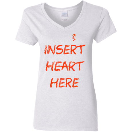 T-Shirts White / S Insert Heart Here Women's V-Neck T-Shirt