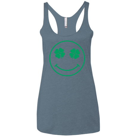 T-Shirts Indigo / X-Small Irish Smiley Women's Triblend Racerback Tank