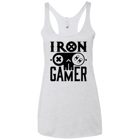 T-Shirts Heather White / X-Small Iron Gamer Women's Triblend Racerback Tank