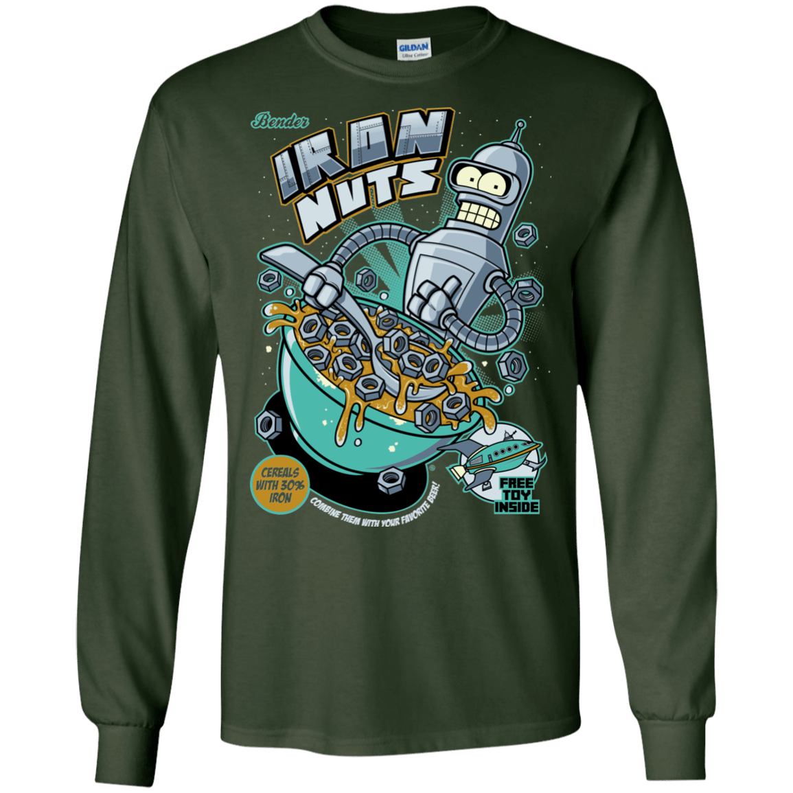 T-Shirts Forest Green / S Iron Nuts Men's Long Sleeve T-Shirt