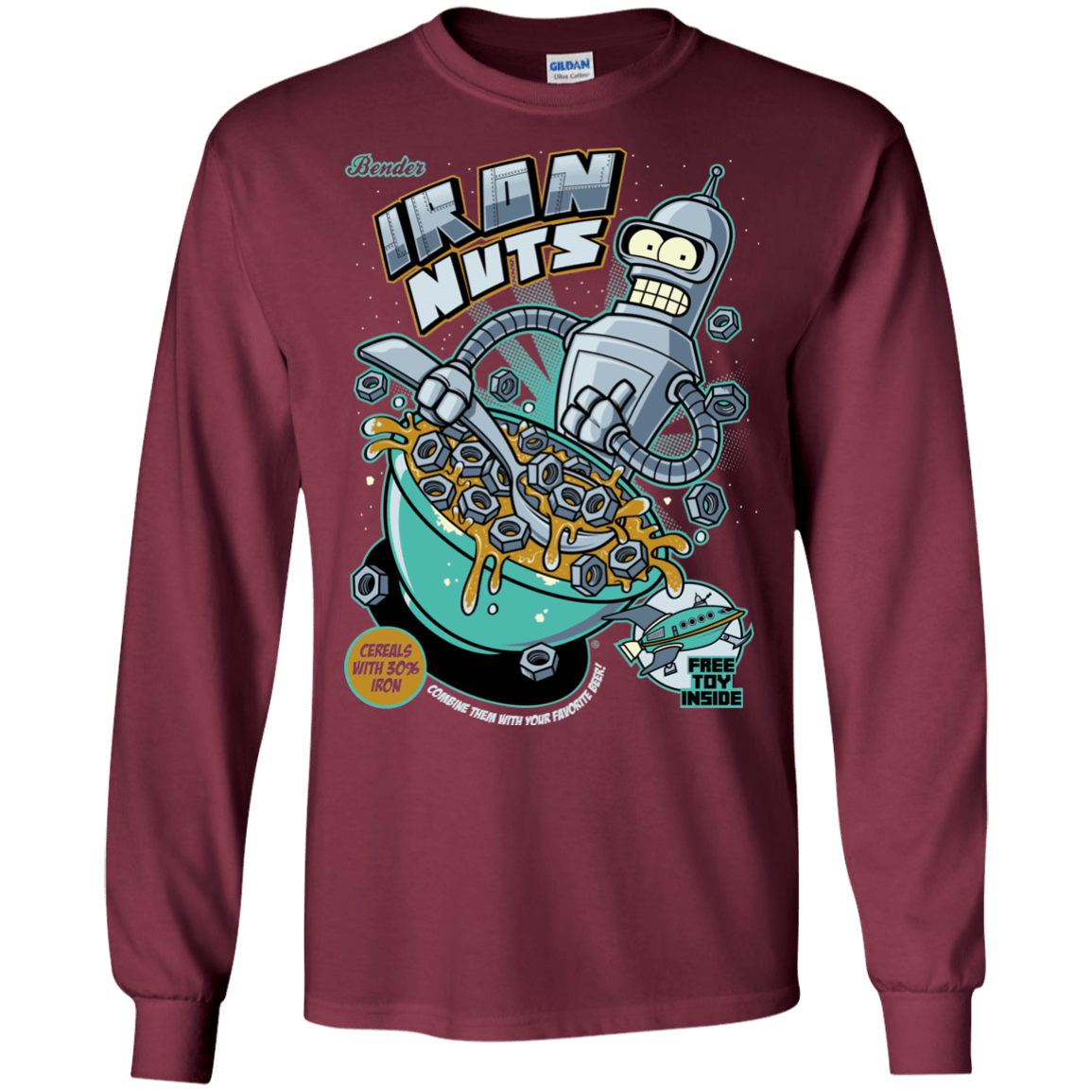 T-Shirts Maroon / S Iron Nuts Men's Long Sleeve T-Shirt