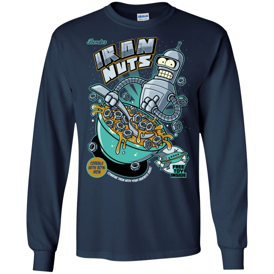 T-Shirts Navy / S Iron Nuts Men's Long Sleeve T-Shirt