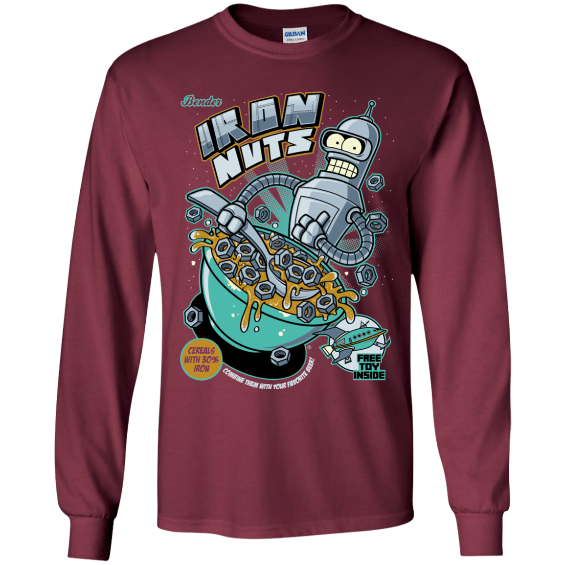 T-Shirts Maroon / YS Iron Nuts Youth Long Sleeve T-Shirt