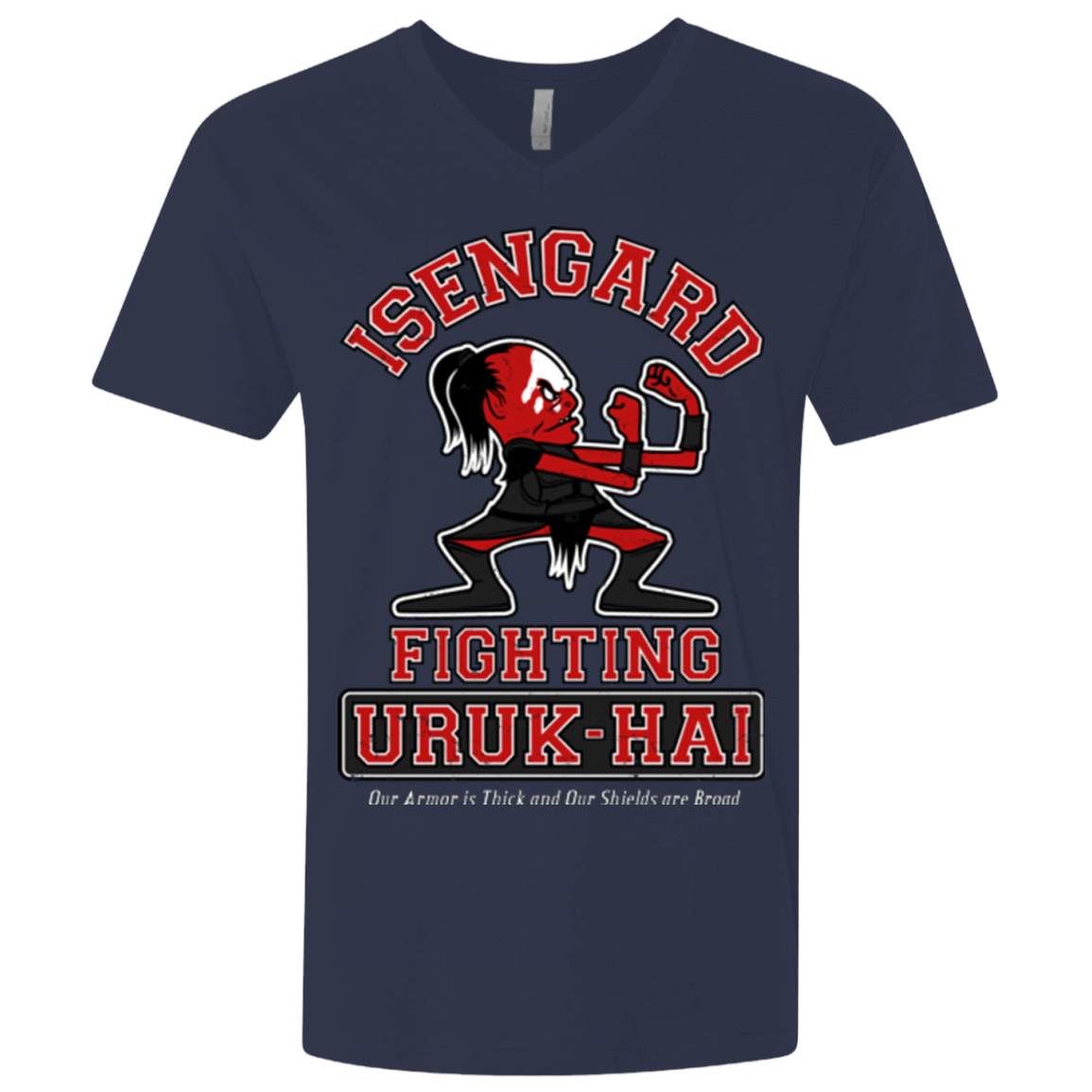 T-Shirts Midnight Navy / X-Small ISENGARD FIGHTING URUKHAI Men's Premium V-Neck