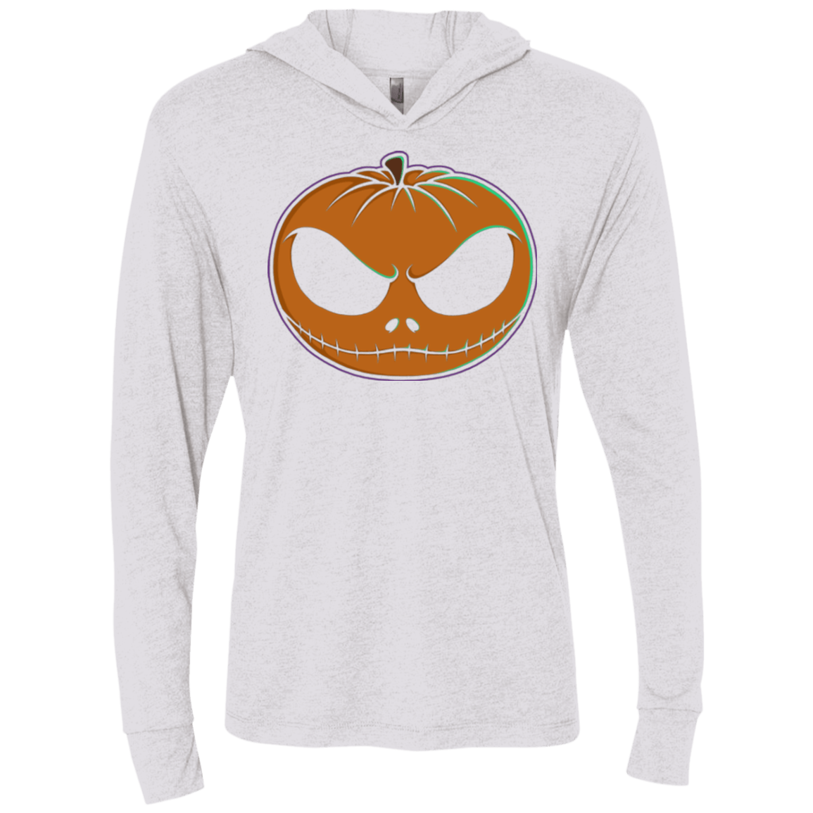 T-Shirts Heather White / X-Small Jack O'Lantern Triblend Long Sleeve Hoodie Tee