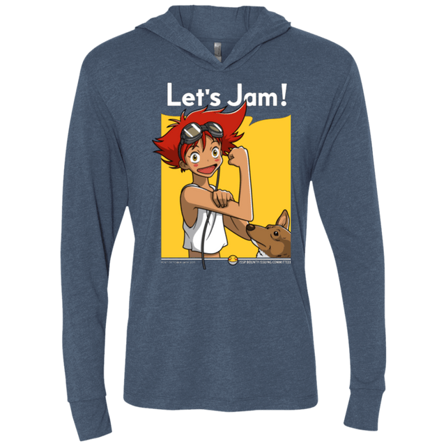 T-Shirts Indigo / X-Small JAMMING WITH EDWARD Triblend Long Sleeve Hoodie Tee