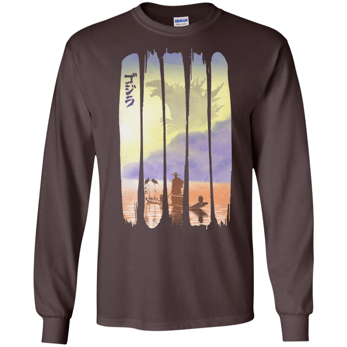 T-Shirts Dark Chocolate / S Japanese Kaiju Men's Long Sleeve T-Shirt