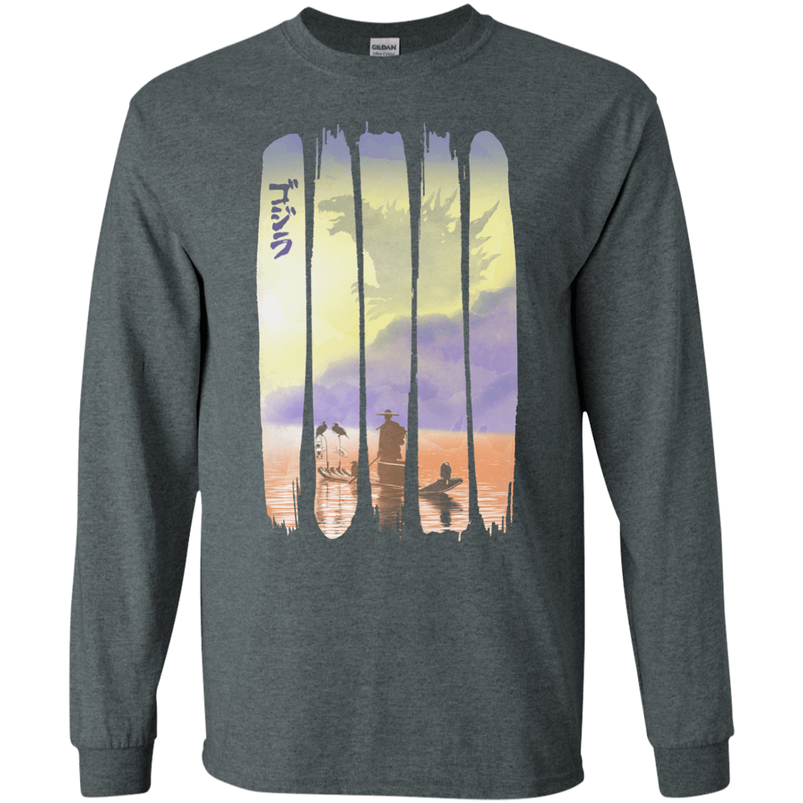 T-Shirts Dark Heather / S Japanese Kaiju Men's Long Sleeve T-Shirt