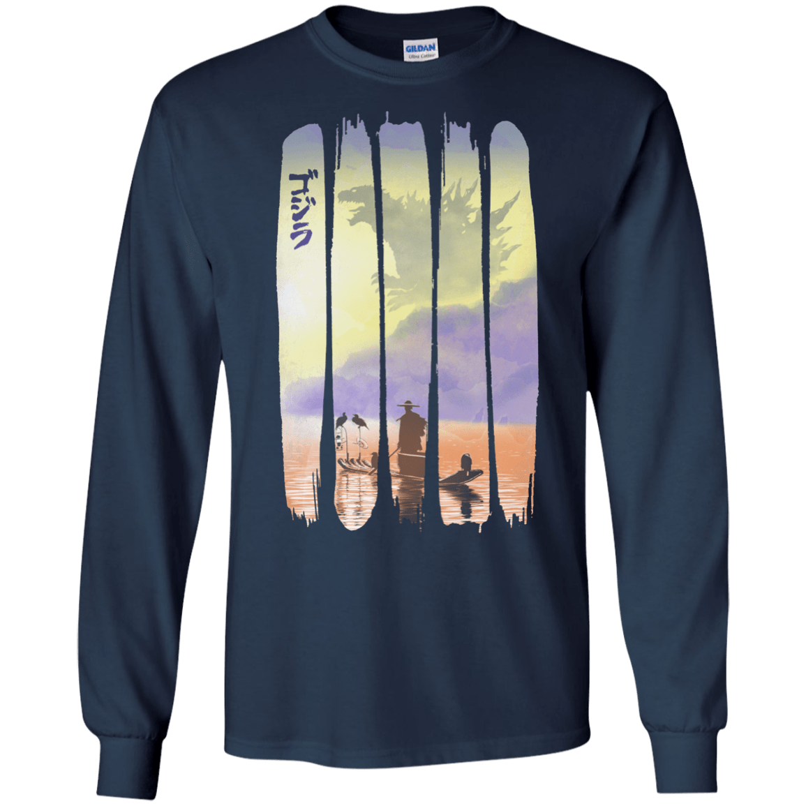 T-Shirts Navy / S Japanese Kaiju Men's Long Sleeve T-Shirt