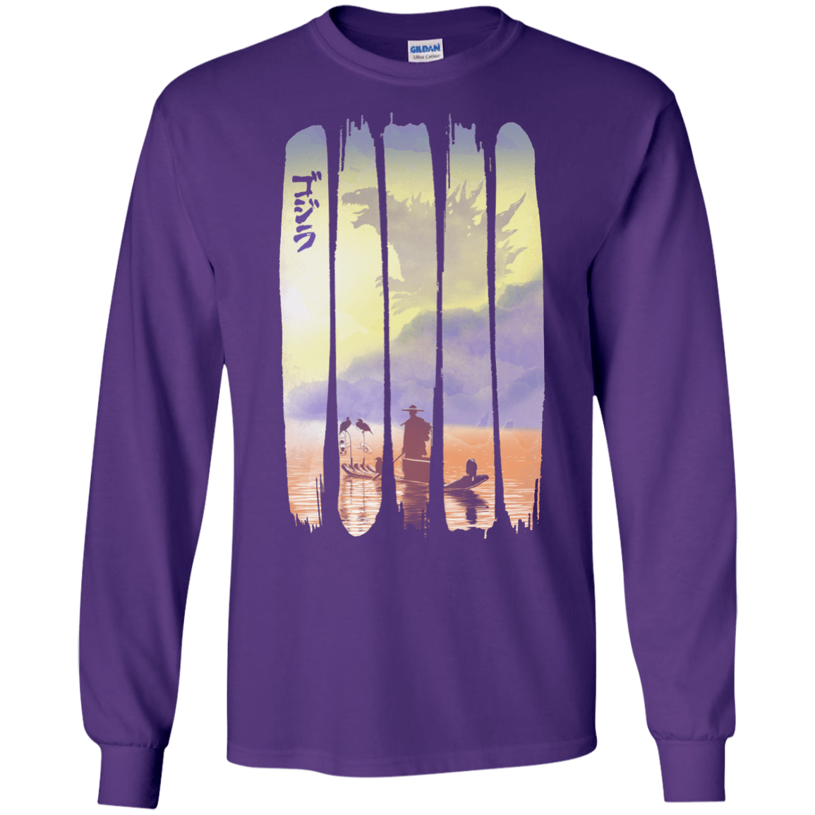 T-Shirts Purple / S Japanese Kaiju Men's Long Sleeve T-Shirt