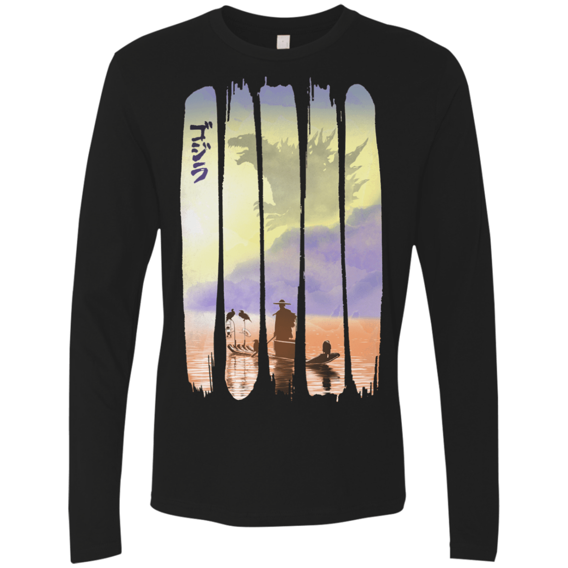 T-Shirts Black / S Japanese Kaiju Men's Premium Long Sleeve