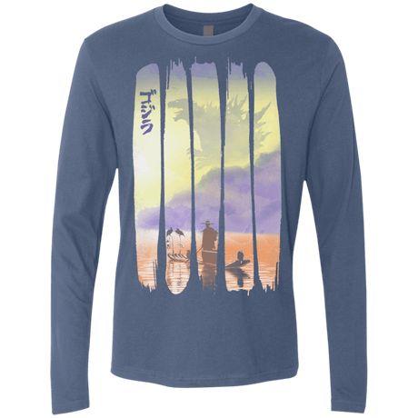 T-Shirts Indigo / S Japanese Kaiju Men's Premium Long Sleeve