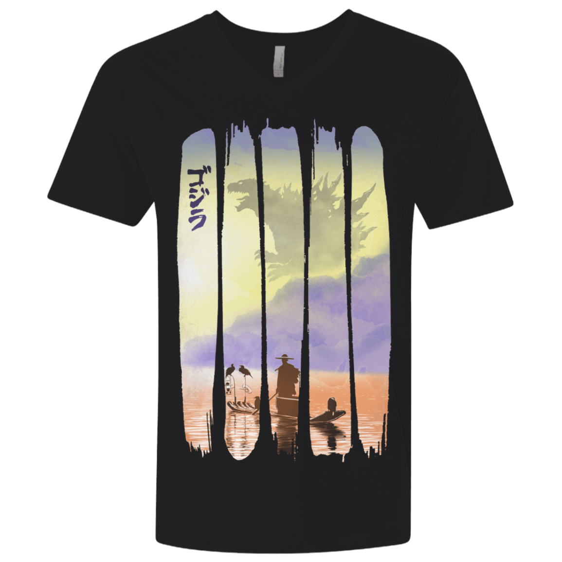 T-Shirts Black / X-Small Japanese Kaiju Men's Premium V-Neck