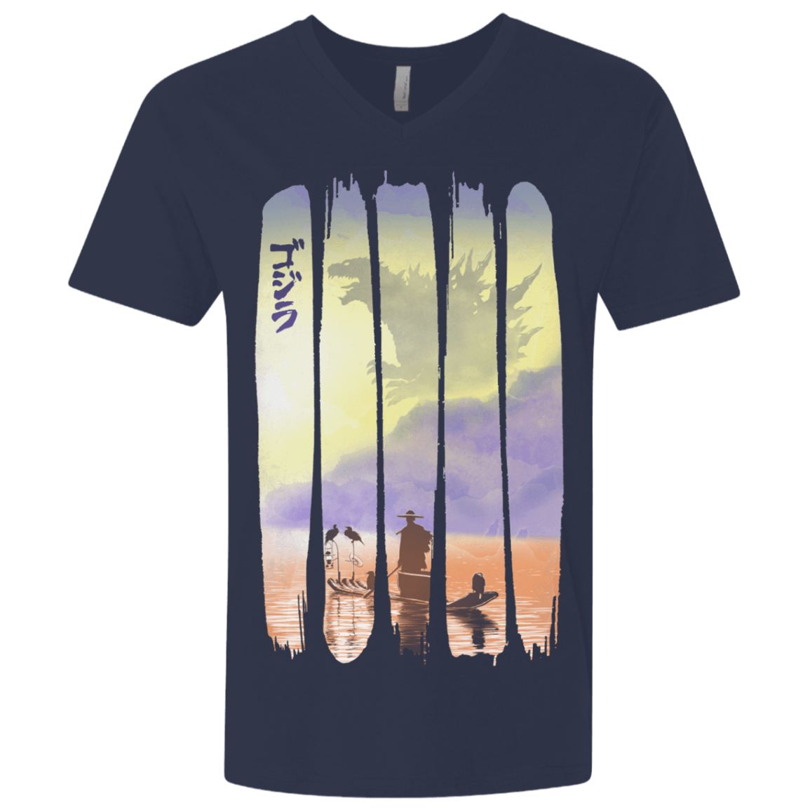 T-Shirts Midnight Navy / X-Small Japanese Kaiju Men's Premium V-Neck