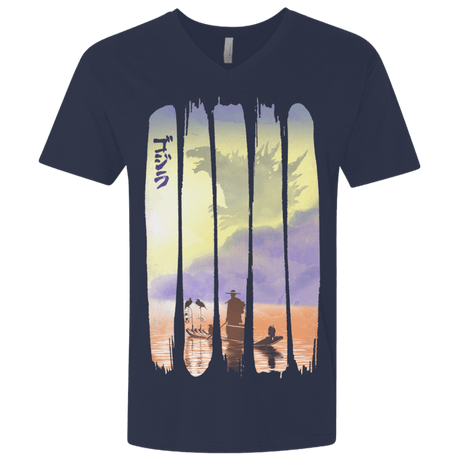 T-Shirts Midnight Navy / X-Small Japanese Kaiju Men's Premium V-Neck