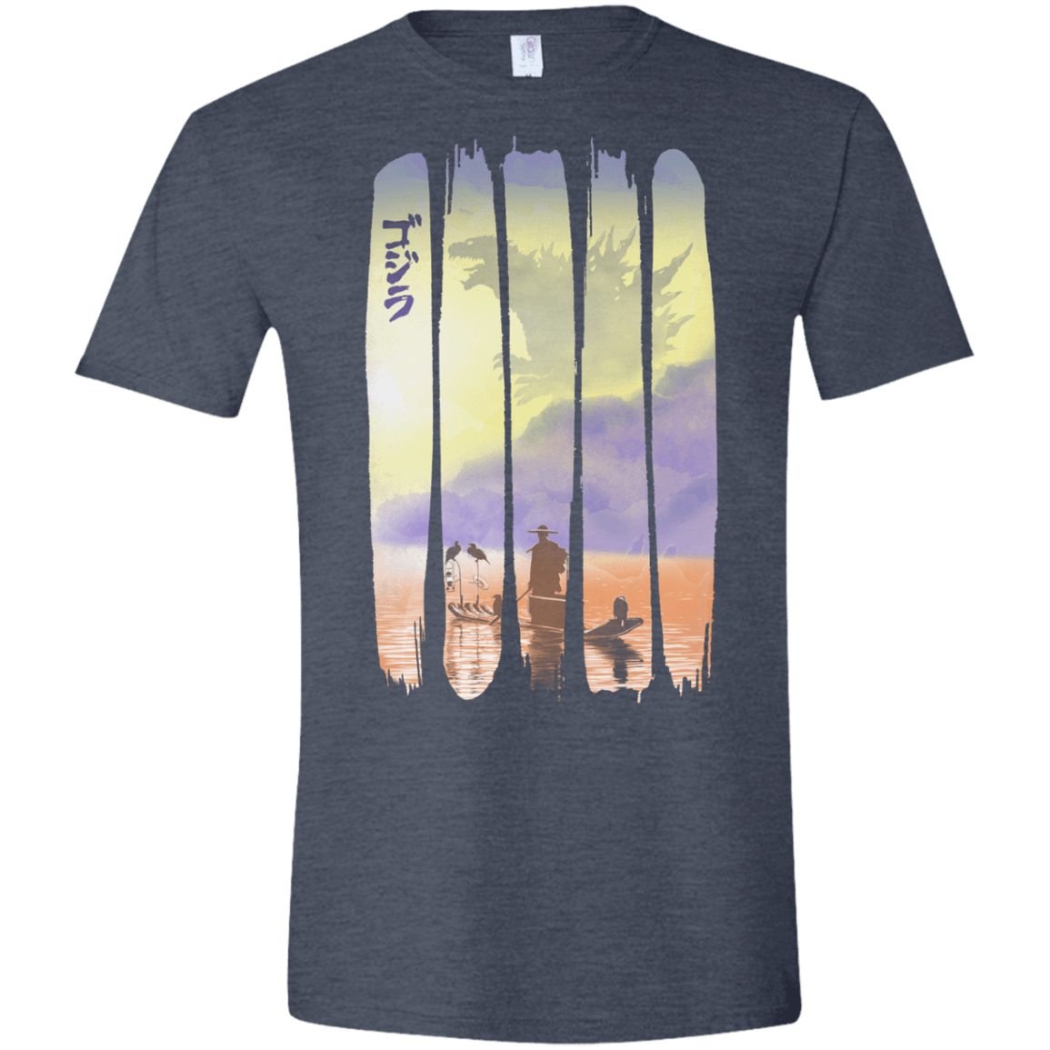 T-Shirts Heather Navy / S Japanese Kaiju Men's Semi-Fitted Softstyle