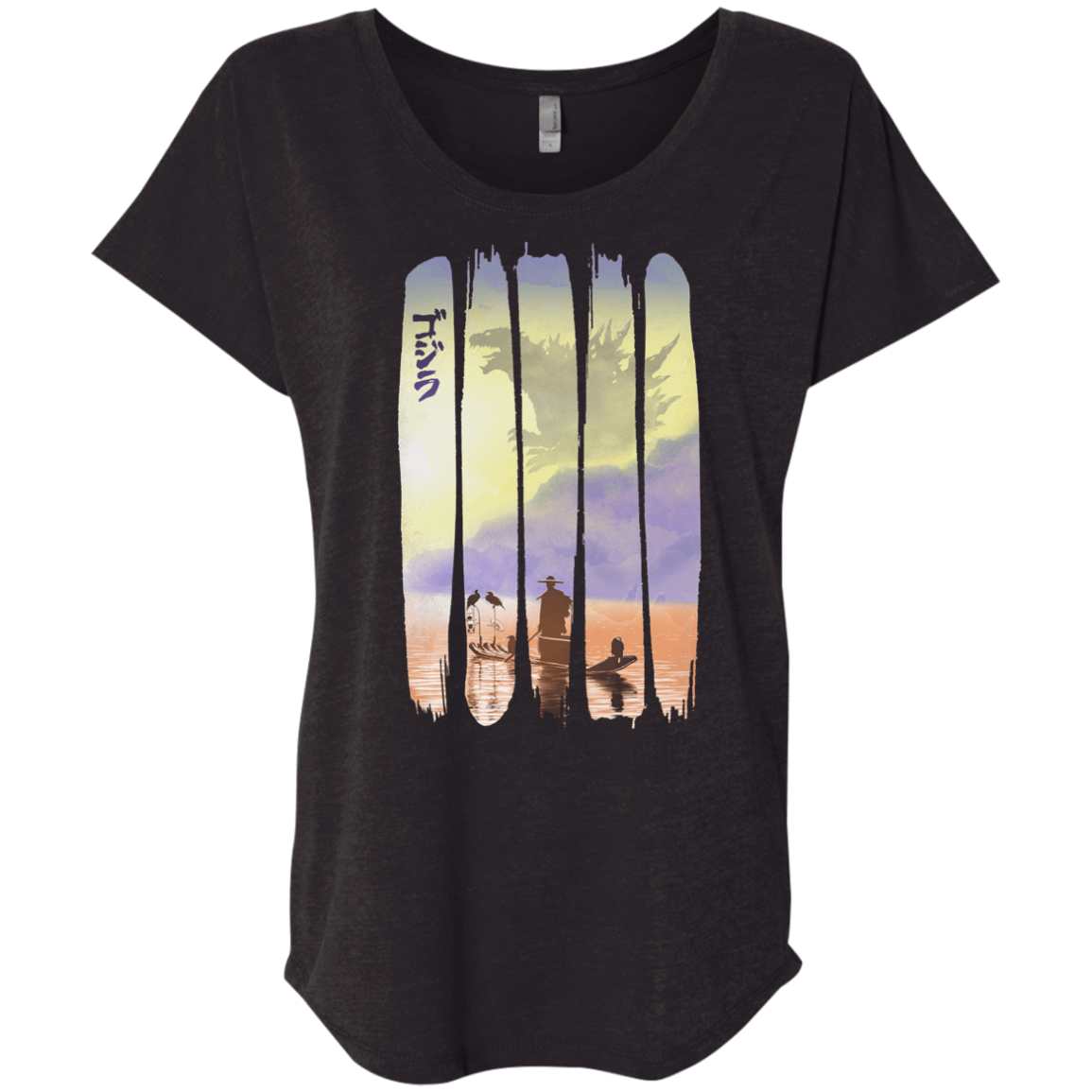 T-Shirts Vintage Black / X-Small Japanese Kaiju Triblend Dolman Sleeve