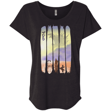 T-Shirts Vintage Black / X-Small Japanese Kaiju Triblend Dolman Sleeve