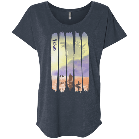 T-Shirts Vintage Navy / X-Small Japanese Kaiju Triblend Dolman Sleeve