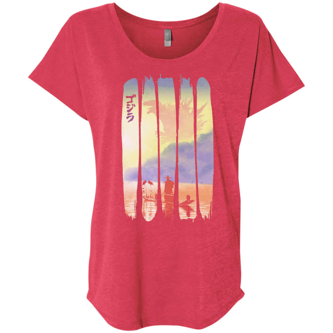 T-Shirts Vintage Red / X-Small Japanese Kaiju Triblend Dolman Sleeve