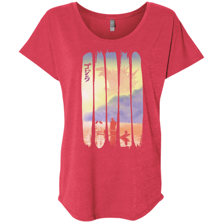 T-Shirts Vintage Red / X-Small Japanese Kaiju Triblend Dolman Sleeve