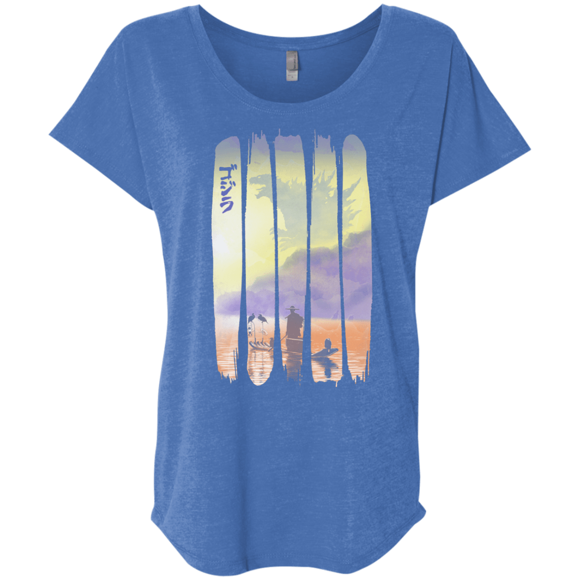 T-Shirts Vintage Royal / X-Small Japanese Kaiju Triblend Dolman Sleeve