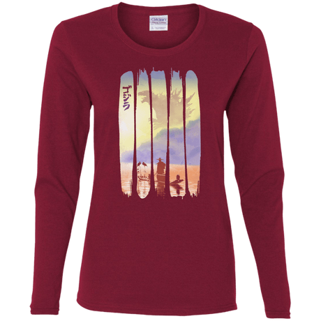 T-Shirts Cardinal / S Japanese Kaiju Women's Long Sleeve T-Shirt