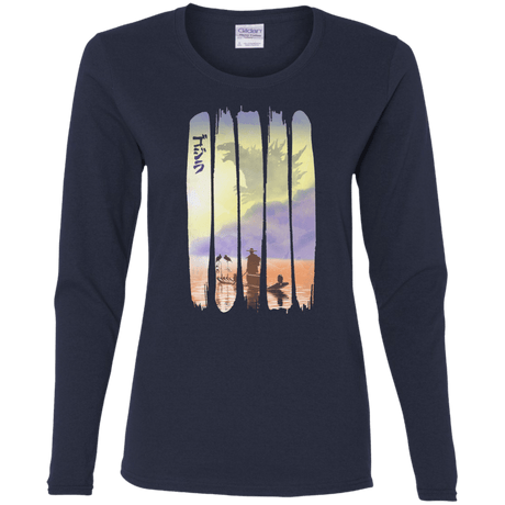 T-Shirts Navy / S Japanese Kaiju Women's Long Sleeve T-Shirt