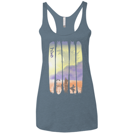 T-Shirts Indigo / X-Small Japanese Kaiju Women's Triblend Racerback Tank