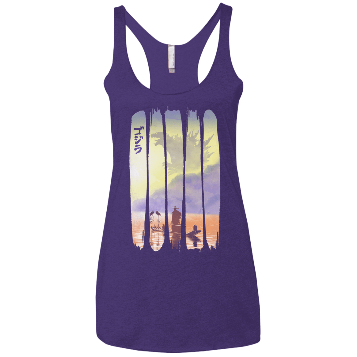 T-Shirts Purple Rush / X-Small Japanese Kaiju Women's Triblend Racerback Tank