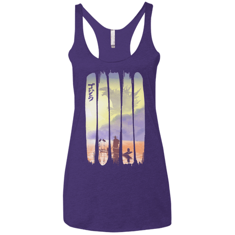 T-Shirts Purple Rush / X-Small Japanese Kaiju Women's Triblend Racerback Tank