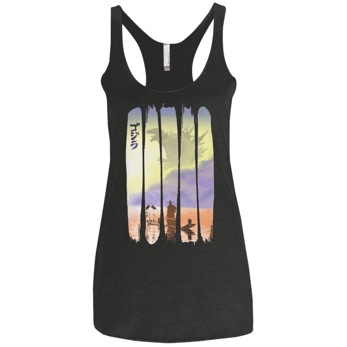 T-Shirts Vintage Black / X-Small Japanese Kaiju Women's Triblend Racerback Tank