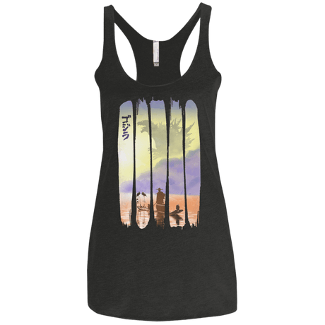 T-Shirts Vintage Black / X-Small Japanese Kaiju Women's Triblend Racerback Tank